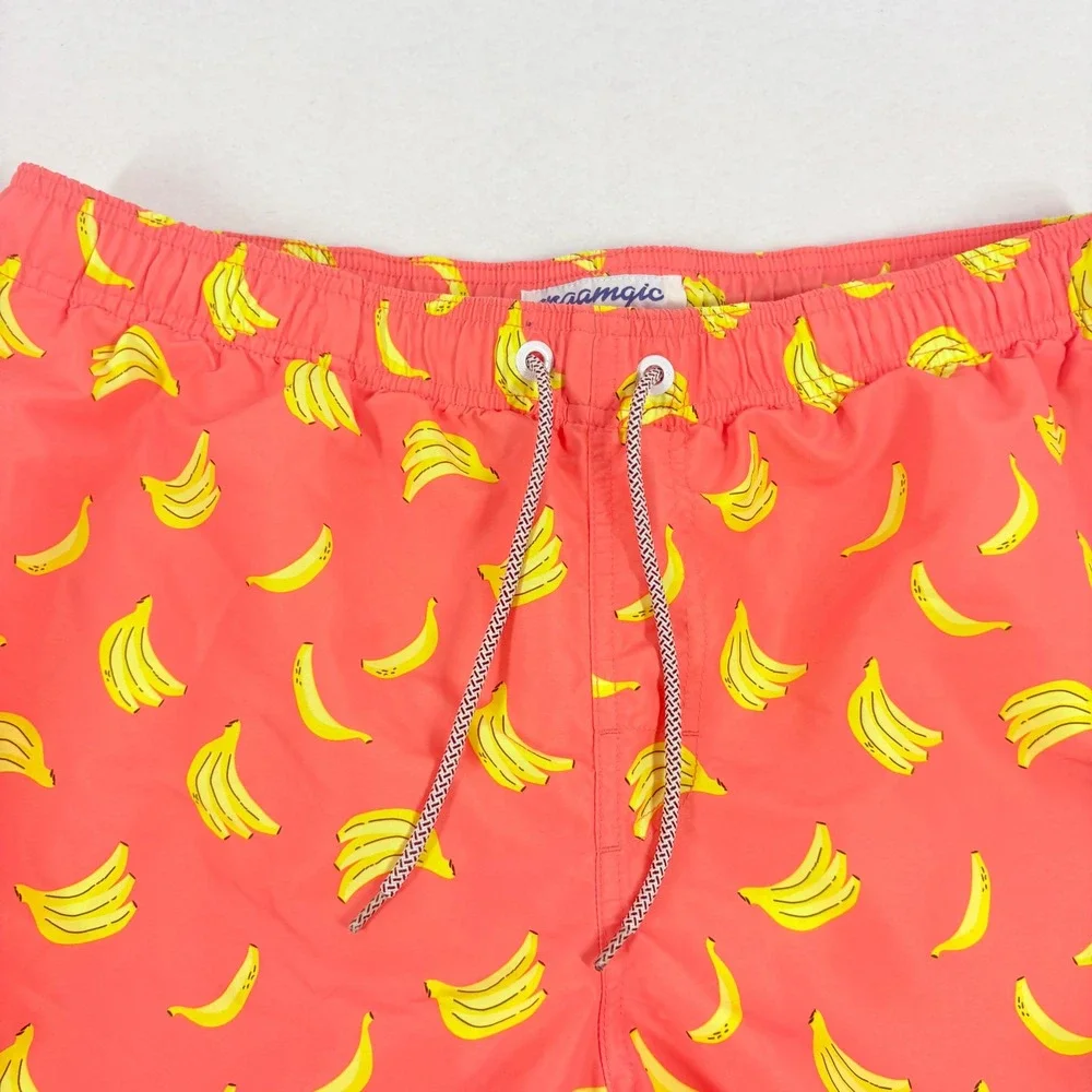 Maamgic Mens Swim Trunks XL Banana Print Mesh Lined Quick Dry Shorts 7